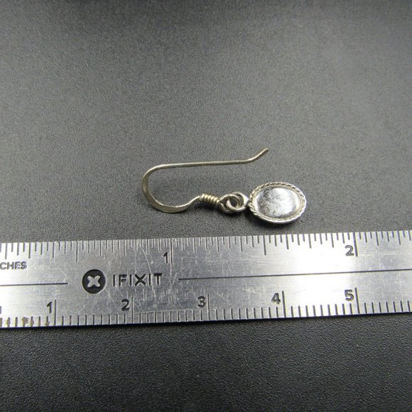 Sterling Silver Tiny Rustic Blue Inlay Earrings - Picture 4 of 5